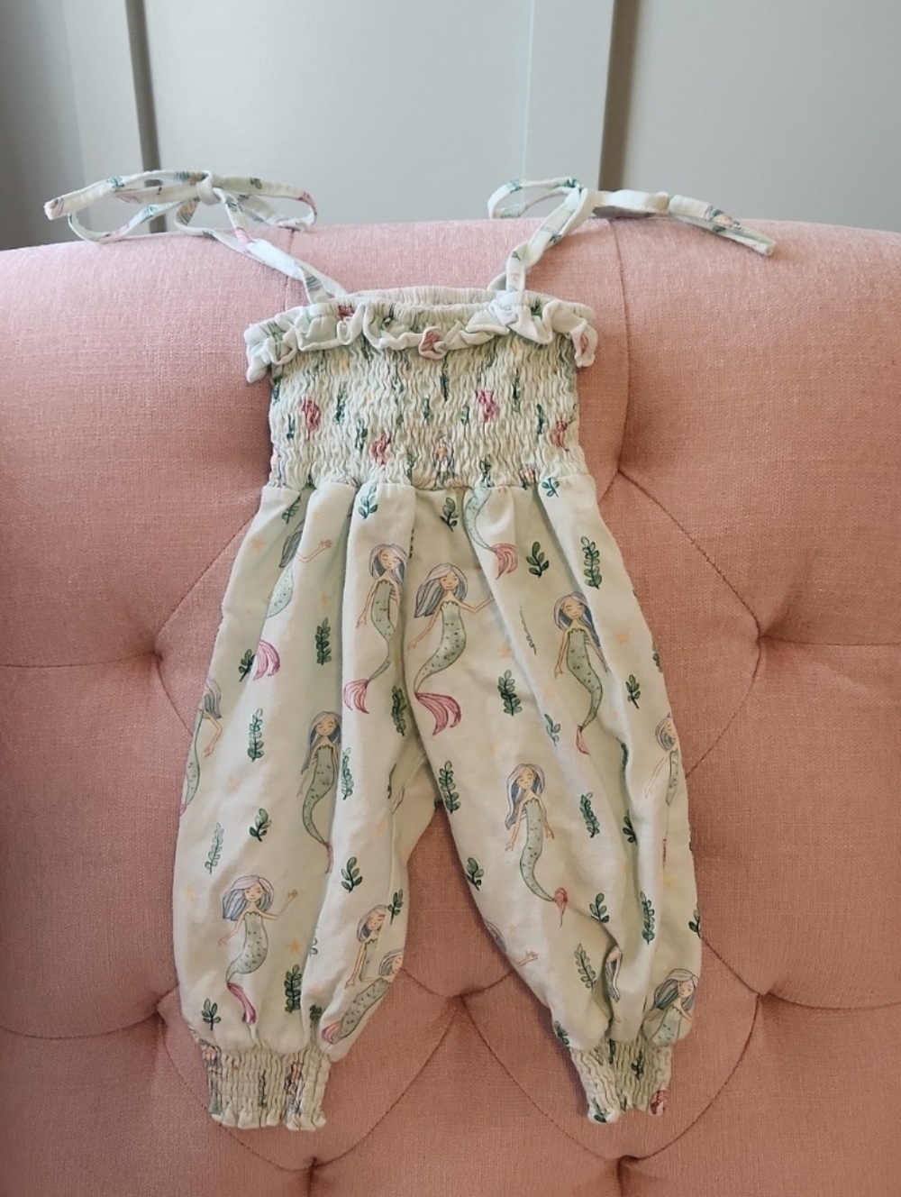 Sweethoney 12 months mermaid summer tank romper 12-18 smocked brand